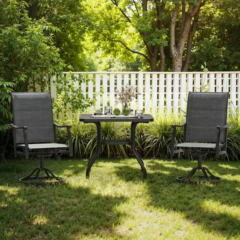 GDFStudio Aiko Chaises de salle à manger pivotantes de terrasse modernes en métal avec tissu Textilene rembourré (lot de 2)