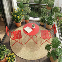 Ensemble bistro de terrasse pliant 3 pièces, mobilier en métal intérieur/extérieur, table et 2 chaises, sans montage requis, parfait pour balcon, jardin