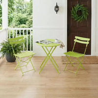 Ensemble bistro de terrasse pliant 3 pièces, mobilier en métal intérieur/extérieur, table et 2 chaises, sans montage requis, parfait pour balcon, jardin
