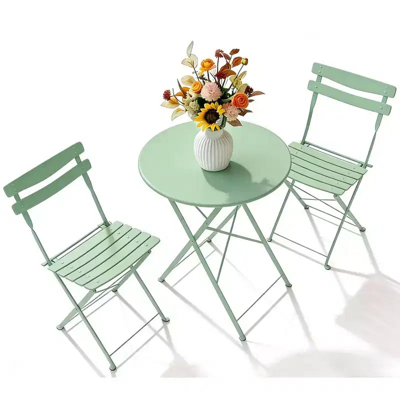 Ensemble de bistrot pliable 3 pièces pour patio, table et 2 chaises en métal pour l'intérieur/extérieur, aucun assemblage requis, parfait pour balcon, cour et jardin