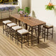 ModernLuxe Ensemble de Salle à Manger d'Extérieur Hauteur Bar 5/10 Pièces, Table Pliante en Bois d'Acacia et Tabourets Rembourrés, Salon de Jardin/Bistro Tout Temps, Marron