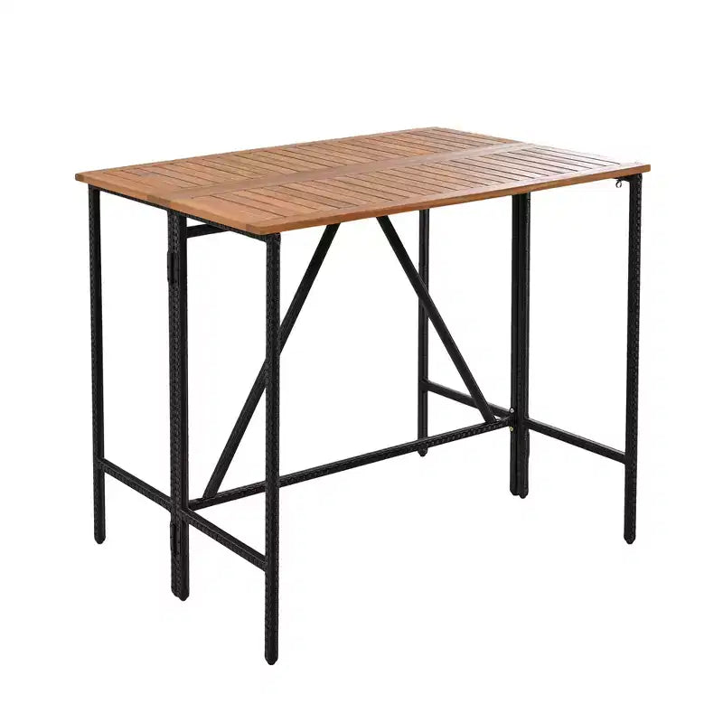 ModernLuxe Ensemble de Salle à Manger d'Extérieur Hauteur Bar 5/10 Pièces, Table Pliante en Bois d'Acacia et Tabourets Rembourrés, Salon de Jardin/Bistro Tout Temps, Marron