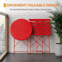 Ensemble bistro de terrasse en métal 3 pièces, kit pliant 2 chaises et table, mobilier d'extérieur prêt à l'emploi pour petits espaces
