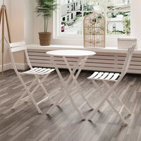 Ensemble bistro de terrasse pliant 3 pièces, ensemble table et chaises en métal d'extérieur, mobilier de balcon peu encombrant, résistant aux intempéries, Blanc