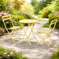 Ensemble bistro de terrasse pliant 3 pièces, ensemble table et chaises en métal d'extérieur, mobilier de balcon peu encombrant, résistant aux intempéries, Blanc