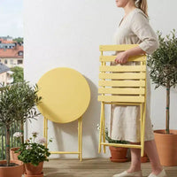 Ensemble bistro de terrasse pliant 3 pièces, ensemble table et chaises en métal d'extérieur, mobilier de balcon peu encombrant, résistant aux intempéries, Blanc