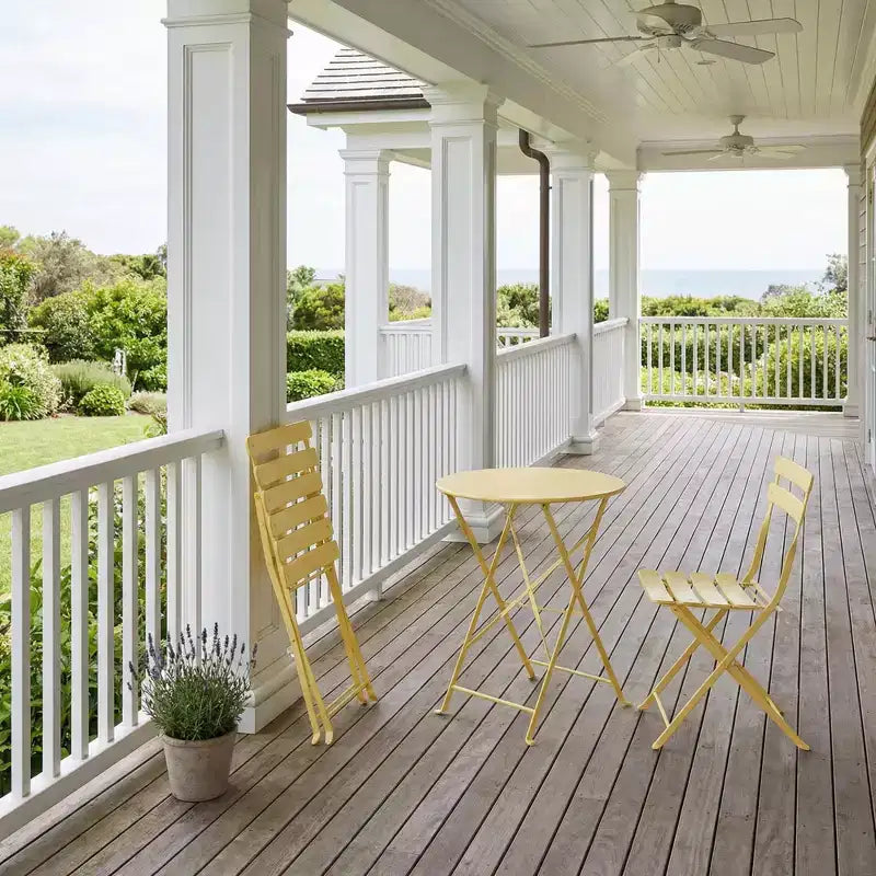 Ensemble bistro de terrasse pliant 3 pièces, ensemble table et chaises en métal d'extérieur, mobilier de balcon peu encombrant, résistant aux intempéries, Blanc