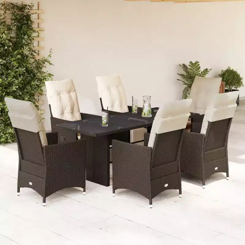 vidaXL Salon de bistro de jardin en résine tressée avec coussins