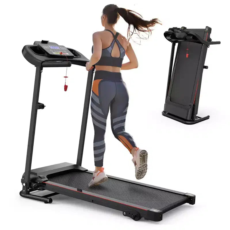NAYSAYE Tapis roulant pliable incliné, machine de marche et course avec moniteur de fréquence cardiaque et porte-gobelet pour gym à domicile, Noir, 48.62*25.19*46.65