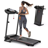 NAYSAYE Tapis roulant pliable incliné, machine de marche et course avec moniteur de fréquence cardiaque et porte-gobelet pour gym à domicile, Noir, 48.62*25.19*46.65