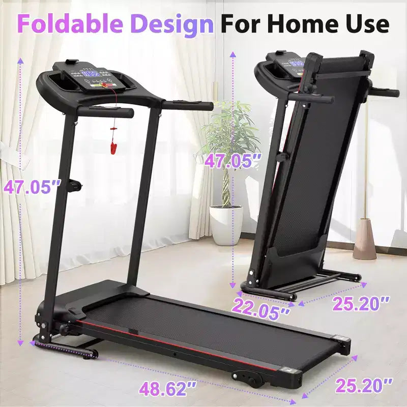 NAYSAYE Tapis roulant pliable incliné, machine de marche et course avec moniteur de fréquence cardiaque et porte-gobelet pour gym à domicile, Noir, 48.62*25.19*46.65
