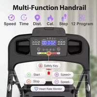 NAYSAYE Tapis roulant pliable incliné, machine de marche et course avec moniteur de fréquence cardiaque et porte-gobelet pour gym à domicile, Noir, 48.62*25.19*46.65