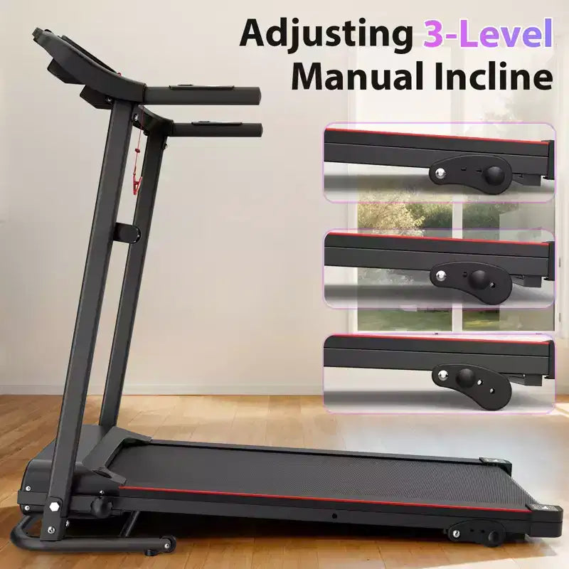 NAYSAYE Tapis roulant pliable incliné, machine de marche et course avec moniteur de fréquence cardiaque et porte-gobelet pour gym à domicile, Noir, 48.62*25.19*46.65