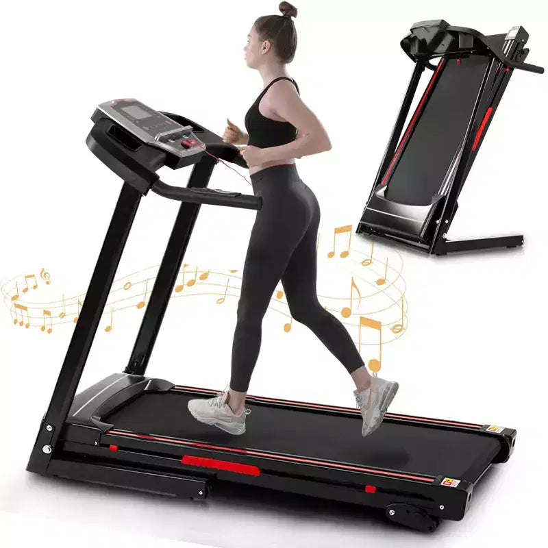 Tapis de course incliné pliable NAYSAYE, appareil de course à pied portable avec 12 programmes d'entraînement pour la maison et l'intérieur, noir, 50*26.4*46.5