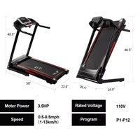 Tapis de course incliné pliable NAYSAYE, appareil de course à pied portable avec 12 programmes d'entraînement pour la maison et l'intérieur, noir, 50*26.4*46.5