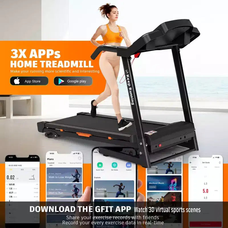 NAYSAYE Tapis de course pliant à inclinaison, machine de course marche avec moniteur de fréquence cardiaque & porte-gobelet pour salle de sport à domicile, noir, 50*26.4*46.5
