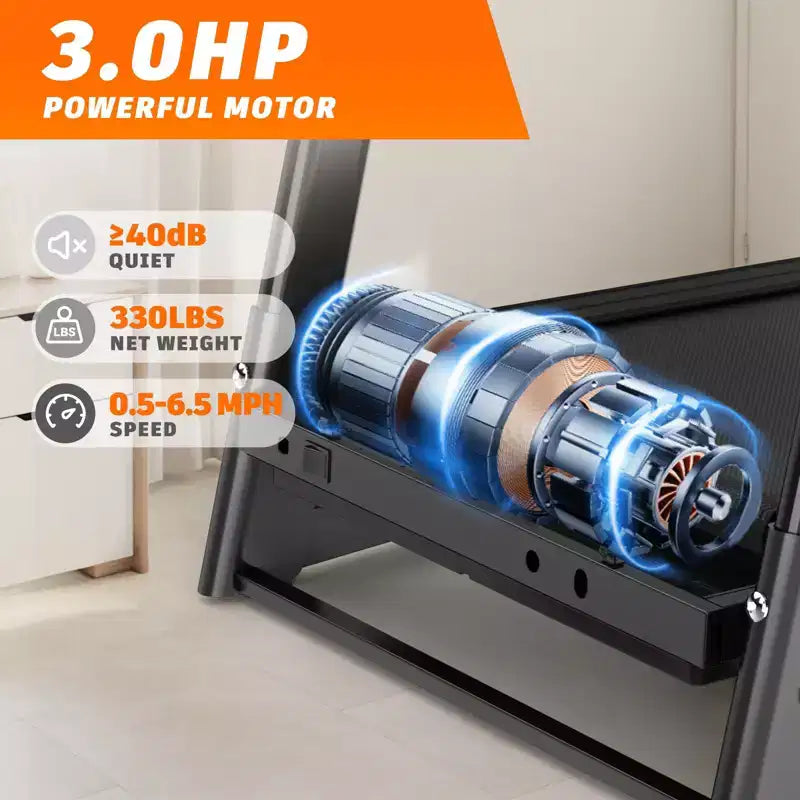 NAYSAYE Tapis de course pliant à inclinaison, machine de course marche avec moniteur de fréquence cardiaque & porte-gobelet pour salle de sport à domicile, noir, 50*26.4*46.5