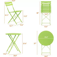 GustoWave Ensemble bistrot pliable 3 pièces en métal avec table ronde et 2 chaises
