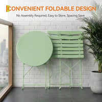 GustoWave Ensemble bistrot pliable 3 pièces en métal avec table ronde et 2 chaises