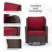 Ensemble bistro de patio pivotant 3 pièces en résine tressée avec chaise planeur, table basse et coussins épais résistants aux intempéries, pour balcon, jardin et arrière-cour