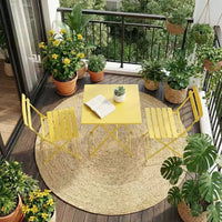 Ensemble bistro de patio pliable 3 pièces - Table en métal d'intérieur/extérieur et 2 chaises pliantes, mobilier carré compact pour balcon, porche, jardin et petits espaces