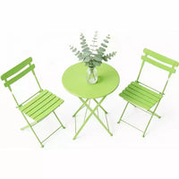 Ensemble bistrot pliable 3 pièces pour patio, meubles de table et chaises en métal pour extérieur/intérieur, table ronde compacte avec 2 chaises pliantes