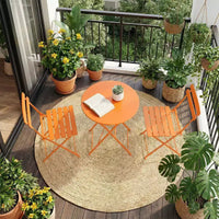Ensemble bistrot pliable 3 pièces pour patio, meubles de table et chaises en métal pour extérieur/intérieur, table ronde compacte avec 2 chaises pliantes
