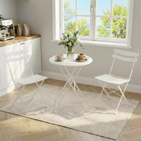 Ensemble bistrot pliable 3 pièces pour patio, meubles de table et chaises en métal pour extérieur/intérieur, table ronde compacte avec 2 chaises pliantes
