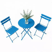 Ensemble de bistrot pliant 3 pièces pour terrasse, table ronde en métal et 2 chaises pour balcon, porche, terrasse ou appartement