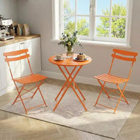 Ensemble de bistrot pliant 3 pièces pour terrasse, table ronde en métal et 2 chaises pour balcon, porche, terrasse ou appartement