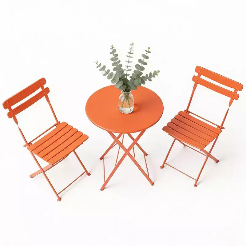 Ensemble de bistrot pliant 3 pièces pour terrasse, table ronde en métal et 2 chaises pour balcon, porche, terrasse ou appartement