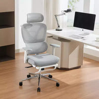 Fauteuil de bureau ergonomique en maille avec support lombaire réglable, appui-tête et repose-pieds, accoudoirs 3D, chaise pivotante pour utilisateurs corpulents