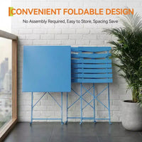 Ensemble bistro de patio 3 pièces gain de place - Table pliable en métal et 2 chaises, sans assemblage, mobilier de jardin d'intérieur/extérieur