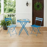 Ensemble bistro de patio 3 pièces gain de place - Table pliable en métal et 2 chaises, sans assemblage, mobilier de jardin d'intérieur/extérieur