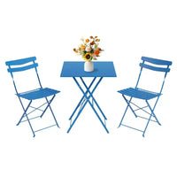Space-Saving 3-Piece Patio Bistro Set  Collapsible Metal Table & 2 Chairs  No Assembly  Indoor/Outdoor Garden Furniture