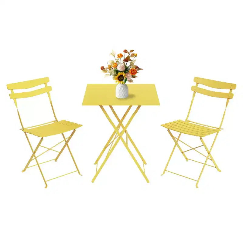 Ensemble bistro de terrasse 3 pièces, table bistro pliante et chaises lot de 2, ensemble de mobilier de terrasse extérieur, structure métallique, pour balcon, jardin