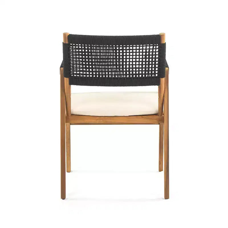 ModernLuxe Ensemble bistro d'extérieur, ensemble de salle à manger, bois d'acacia massif, ensemble de conversation de terrasse 3 pièces avec fauteuils rembourrés