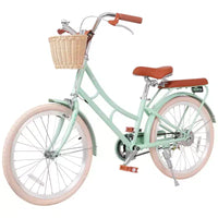 Vélo Cruiser Fille NAYSAYE avec Panier Avant et Cadre en Acier Robuste pour un Trajet Urbain Confortable, Vert, 58.39*24.53*36.93