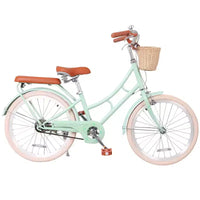 Vélo Cruiser Fille NAYSAYE avec Panier Avant et Cadre en Acier Robuste pour un Trajet Urbain Confortable, Vert, 58.39*24.53*36.93