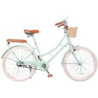 Vélo de ville NAYSAYE pour femme avec panier avant et cadre robuste pour un trajet confortable en ville, vert, 63.98*24.53*38.82