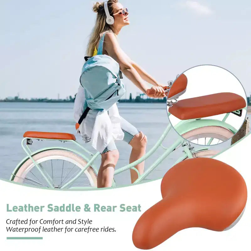 Vélo de ville NAYSAYE pour femme avec panier avant et cadre robuste pour un trajet confortable en ville, vert, 63.98*24.53*38.82