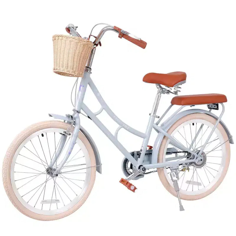 Vélo de croisière de plage NAYSAYE pour filles avec panier avant et cadre en acier robuste pour un trajet confortable en ville, bleu, 58,39 x 24,53 x 36,93