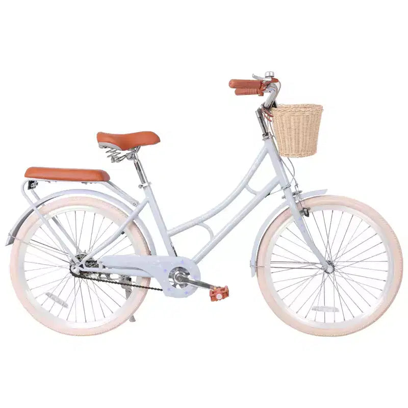 Vélo de ville NAYSAYE pour femme avec panier avant et cadre robuste pour des trajets urbains confortables, bleu, 63.98*24.53*38.82