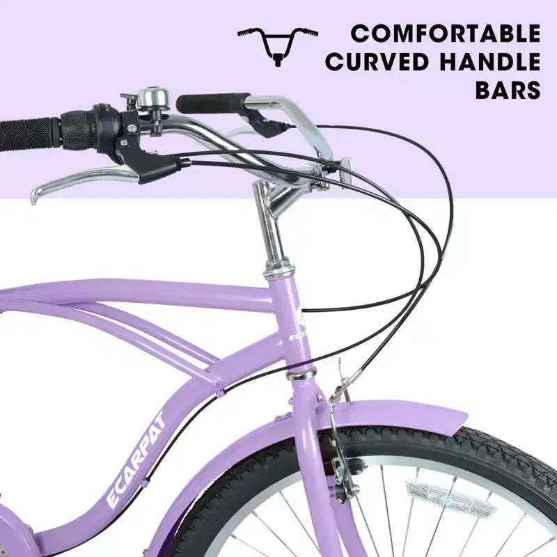 NAYSAYE Vélo de plage Cruiser 7 vitesses, cadre en acier, roues en alliage, freins en V pour hommes femmes loisirs, violet, blanc, 67.8*42.51*28.74