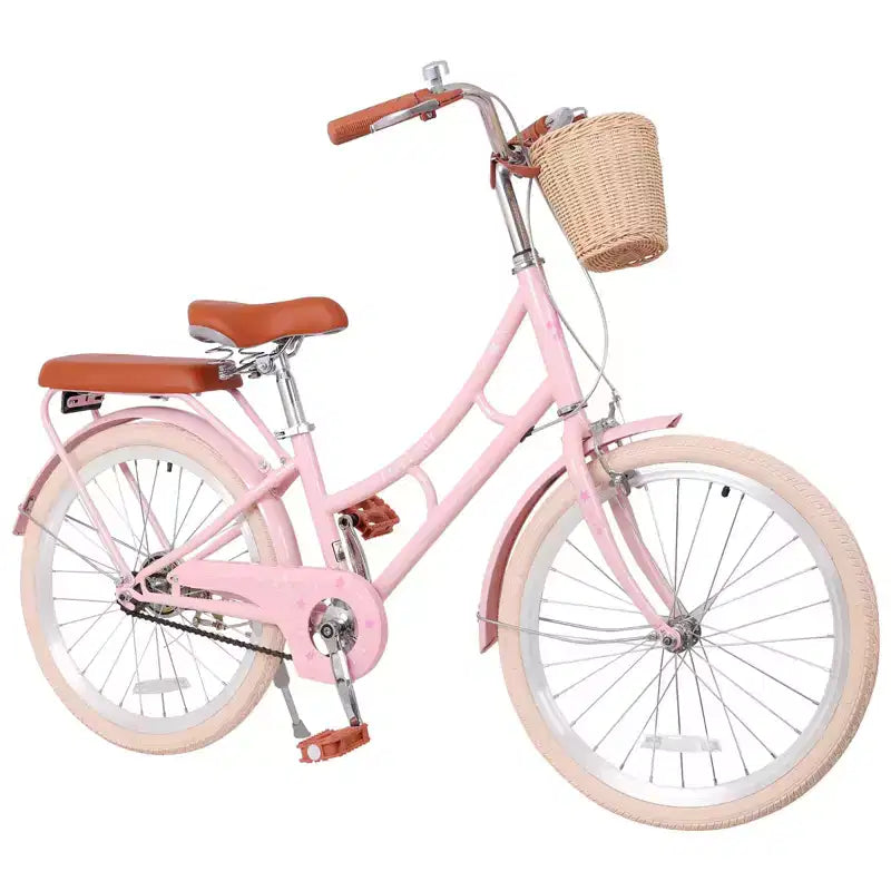 Vélo de croisière de plage NAYSAYE pour filles avec panier avant et cadre en acier robuste pour un trajet confortable en ville, rose, 58,39*24,53*36,93