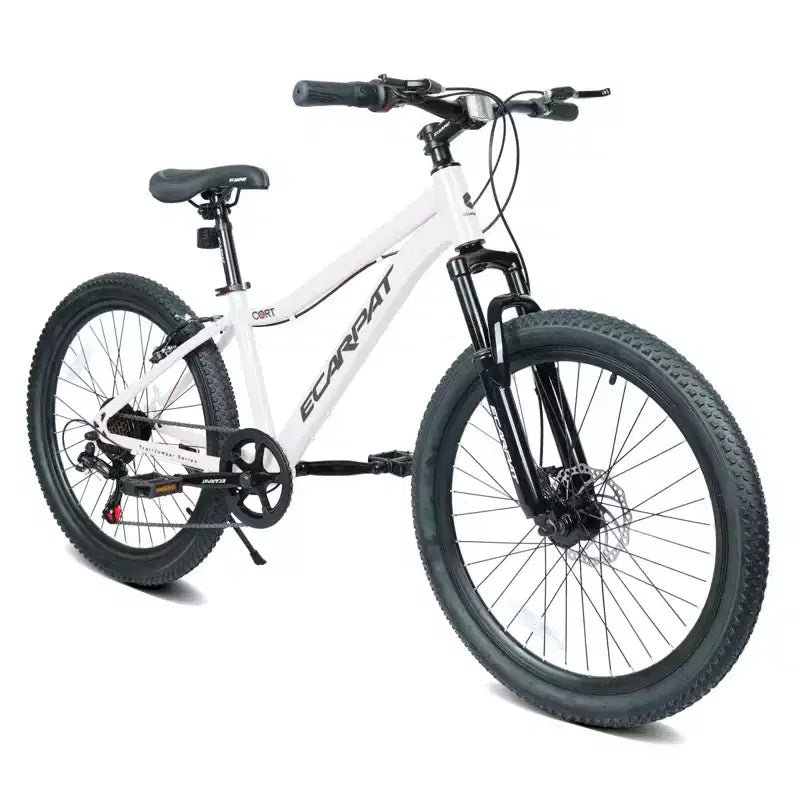 VTT NAYSAYE 24 pouces pour jeunes avec 7 vitesses, suspension avant, freins à disque pour garçons et filles, cyclisme en extérieur, blanc, 51,5*8*26,37