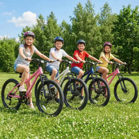 VTT NAYSAYE 24 pouces pour jeunes avec 7 vitesses, suspension avant, freins à disque pour garçons et filles, cyclisme en extérieur, blanc, 51,5*8*26,37