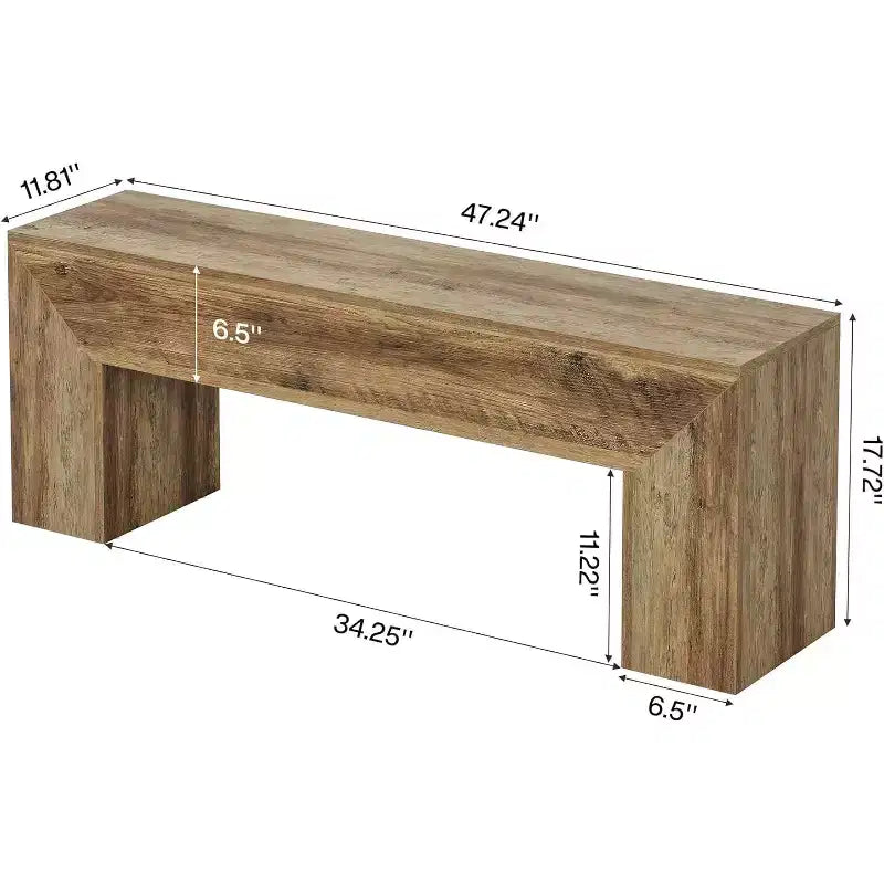 Banc d'entrée en bois Lantine 47'', banc d'entrée farmhouse avec rangement pour salon, chambre, couloir, montage facile, chêne brun