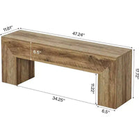 Banc d'entrée en bois Lantine 47'', banc d'entrée farmhouse avec rangement pour salon, chambre, couloir, montage facile, chêne brun