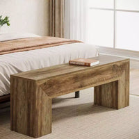 Banc d'entrée en bois Lantine 47'', banc d'entrée farmhouse avec rangement pour salon, chambre, couloir, montage facile, chêne brun